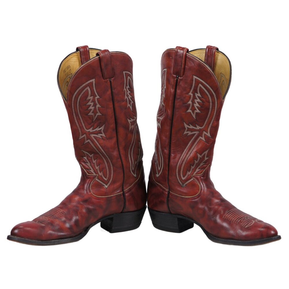 Tony Lama Marbled Red Mahogany Cowboy Western Boots Vintage El Paso TX Men 12 D